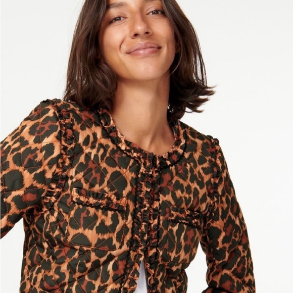 J. Crew Quilted Lady Jacket In Leopard With Primaloft® in Brown NWT Sz 8 - Picture 15 of 15